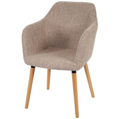 Esszimmerstuhl Malmö T381 50er Jahre ~ Textil, creme/grau, helle Beine