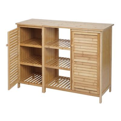Badezimmerschrank Badschrank Badregal 2 Türen Bambus 87x99x33cm