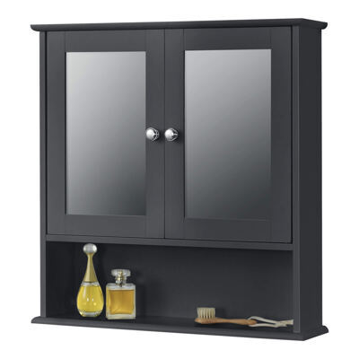 Badezimmerschrank Linz 58x56x13 cm mit Spiegel MDF Dunkelgrau