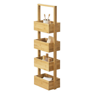 Badregal Bardu mit 4 Ablagefächer 28x16x88cm Bambus