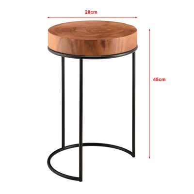 Beistelltisch Rauma Holz Naturbelassen auf Metallgestell HxD 45 x 28cm