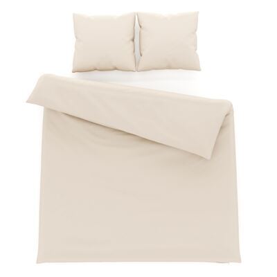 Bettwäsche 3-teilig 65 x 65 cm + 200 x 210 cm beige
