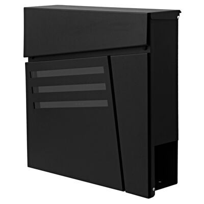 Briefkasten mit Zeitungsfach pulverbeschichtet schwarz
