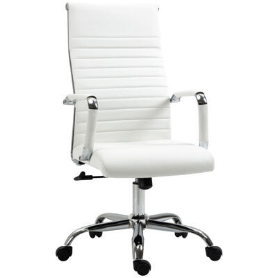 Bürostuhl Wippfunktion gepolstert ergonomisch PU-Leder Weiss