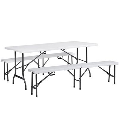 Campingtisch Set klappbar 180 cm weiss