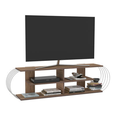 Fernsehtisch Robertsfors 160x31x42cm Walnussoptik Chromfarben