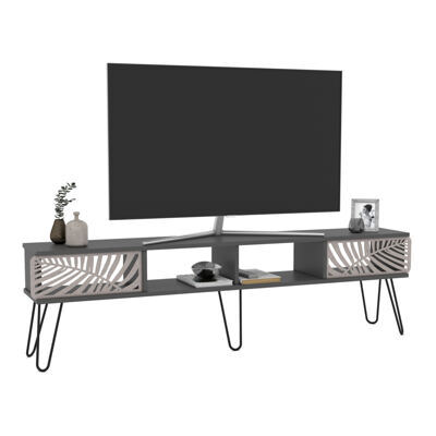 Fernsehtisch Salangen 180x30x49cm Anthrazit Schwarz