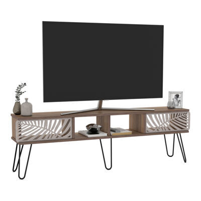Fernsehtisch Salangen 160x30x49cm Walnuss-Optik Schwarz