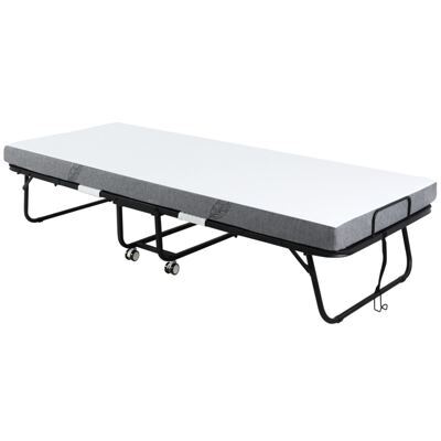 Gästebett Klappbett mit Rollen Weiss chwarz 200x75x425cm