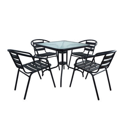 Gartenmöbel Tisch und Gartenstühle schwarz