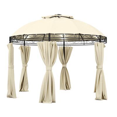 Gartenpavillon LED rund beige