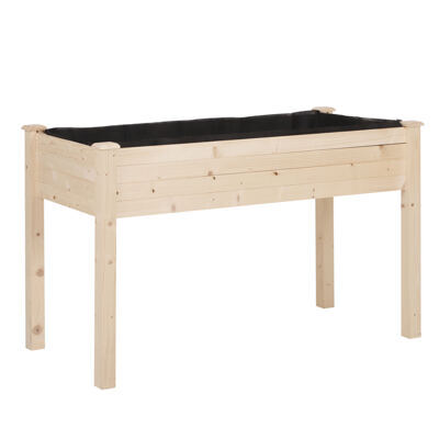 Hochbeet mit Vliesstofftuch Massivholz 122.5x56.5x76cm
