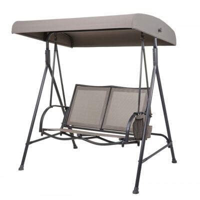 Hollywoodschaukel Gartenschaukel, 2-Sitzer, Metall ~ anthrazit, beige