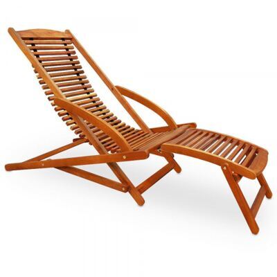 Holz Liegestuhl Deckchair - aus Akazienholz mit Fussteil