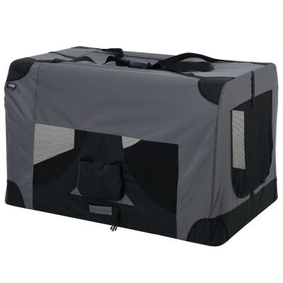 Hundetransportbox L GRAU Faltbar Hundebox Trage Tasche