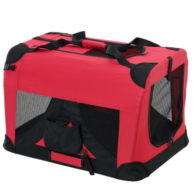 Hundetransportbox M ROT Faltbar Hundebox Trage Tasche