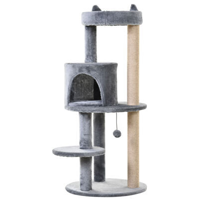 Katzenbaum 4-Stock Katzenhöhle Katzenhaus mit Spielbällen 104cm