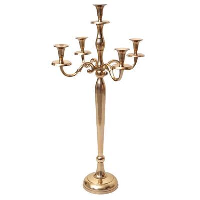 Kerzenständer Leuchter 5-armig Aluminium 80cm massiv Gold