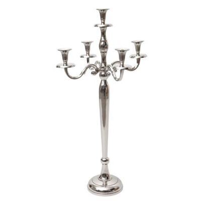 Kerzenständer Leuchter 5-armig Aluminium 80cm massiv Silber
