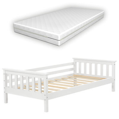 Kinderbett Nuuk 70x140 cm mit Matratze und Stauraum
