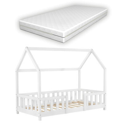 Kinderbett Sisimiut 70x140 cm mit Matratze und Rausfallschutz