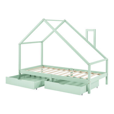 Kinderbett Assling mit 2 Schubkasten 90x200cm Mintgrün