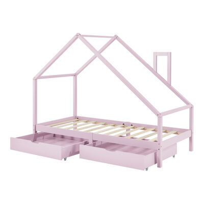 Kinderbett Assling mit 2 Schubkasten 90x200cm Rosa