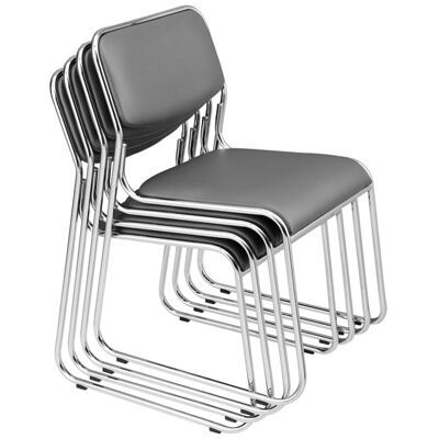 Konferenzstuhl Klappstuhl 4er Set Kunstleder Grau
