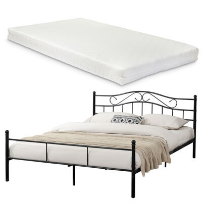 Metallbett Florenz 160x200cm mit Kaltschaummatratze Schwarz