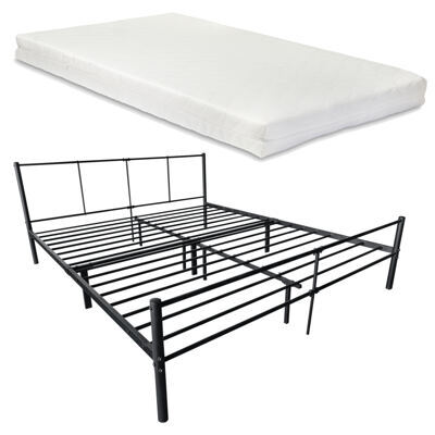 Metallbett Laos 180x200cm mit Kaltschaummatratze Schwarz