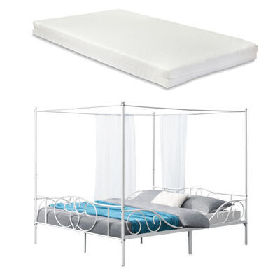 Himmelbett Finström Metall mit Kaltschaummatratze 180x200cm