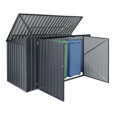 Mülltonnenbox Grebin für 3 Tonnen 237 x 101 cm Dunkelgrau