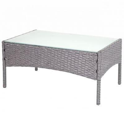 Poly-Rattan Gartentisch Halden mit Glasplatte ~ grau