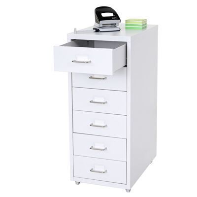 Rollcontainer Boston 6 Schubladen Stahlschrank 69x28x44cm weiss