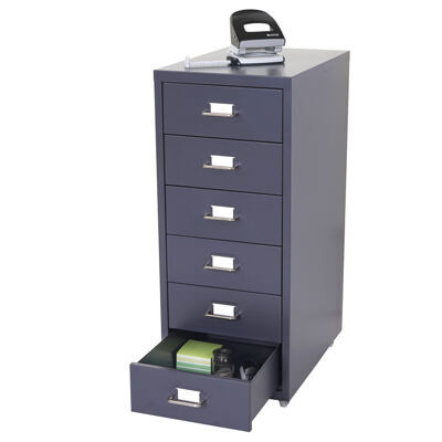 Rollcontainer Boston 6 Schubladen Stahlschrank 69x28x44cm Dunkelgrau