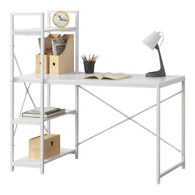 Schreibtisch Stavanger 122x120x64 cm mit Regal 4 Flächen Metall