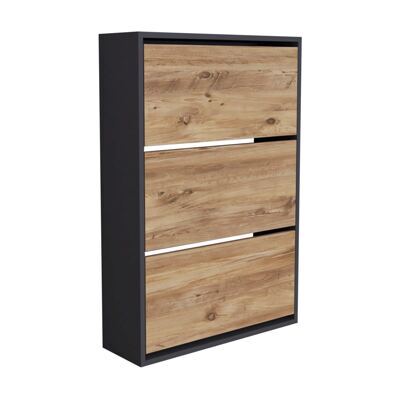 Schuhschrank Aurskog 110x73.5x24cm Anthrazit Eiche