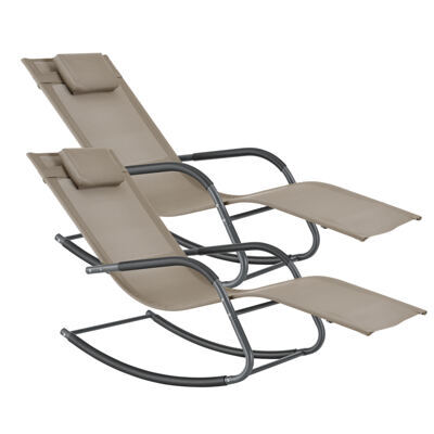 Sonnenliege Caracena 2er Set 147x63x89cm Schaukelliege Beige