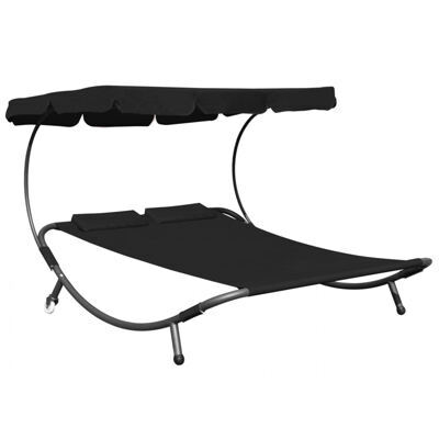 Sonnenliege Gartenliege - 2 Personen (schwarz)