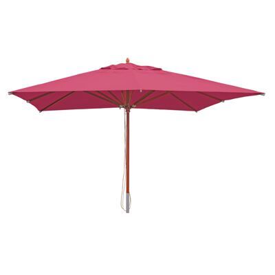 Sonnenschirm JAM-C57 Holz eckig 4x4m Seilzug bordeaux