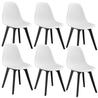 Esszimmerstuhl Bretik 6er Set 83x54x48 cm Weiss/Schwarz