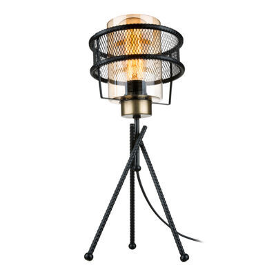 Tischlampe Burton E27 Metall Glas Schwarz