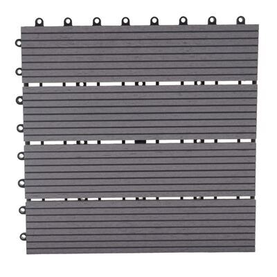 WPC Gartenfliese Rhone Holzoptik 1m2 Premium grau linear