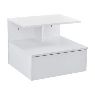 Nachttisch 40x35x31 cm Hängeschrank mit Schublade Weiss