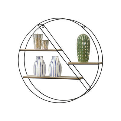 Wandregal Jal 55x12x55cm Runddesign mit 3 Ablagen Schwarz