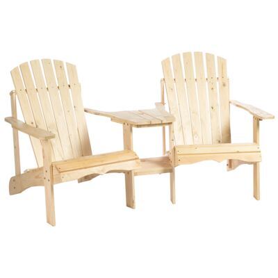 Adirondack Gartenstuhl-Set 2-Sitzer Naturholz