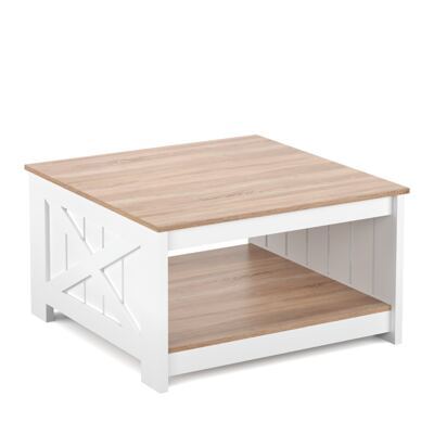 Beistelltisch BRAVON 80 x 80 x 45 cm weiss/braun