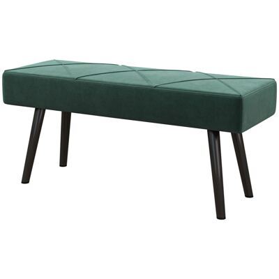 Sitzbank Polsterbank Samtoptik X-Muster 100x36x45cm Grün