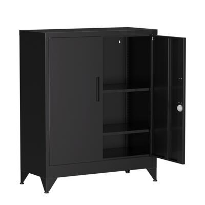 Aktenschrank mit 3 Böden 80 x 100 cm schwarz