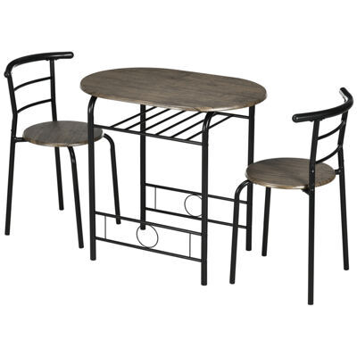 Bistro-Set 1 Tisch + 2 Stühle kompakt & modern Schwarz